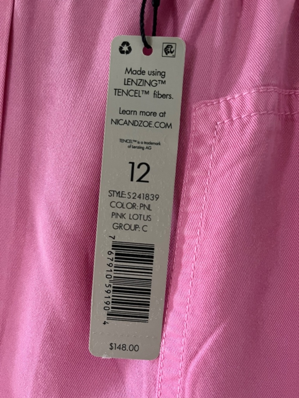 NWT- Nic + Zoe Pink Wide-Leg Pull-On Pants - Picture 5 of 5